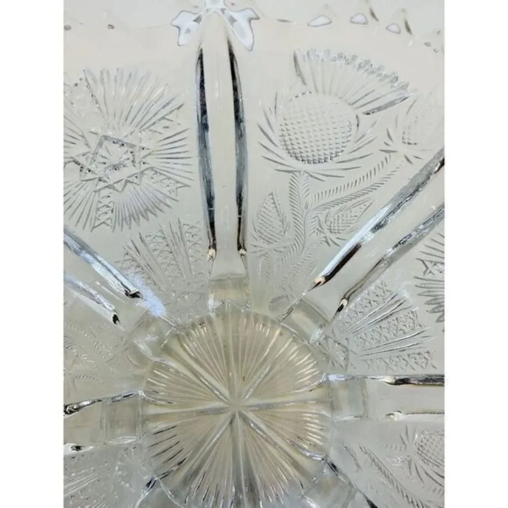 EAPG Higbee Paneled 8 Footed Paneled Thistle Pattern Serving‎ Bowl